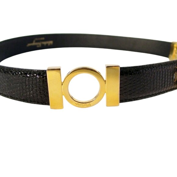 FERRAGAMO Gancini Lizard Belt Women's M (28.5-31.5 in) - ITALY - Picture 3 of 9